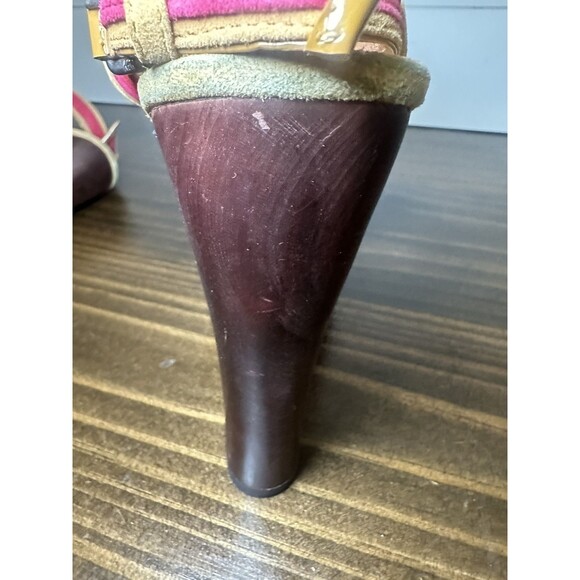 *RARE* Marc by Marc Jacobs Wedge Platform‎ Pink Red Strappy Sandals Heels 8 - Picture 9 of 14